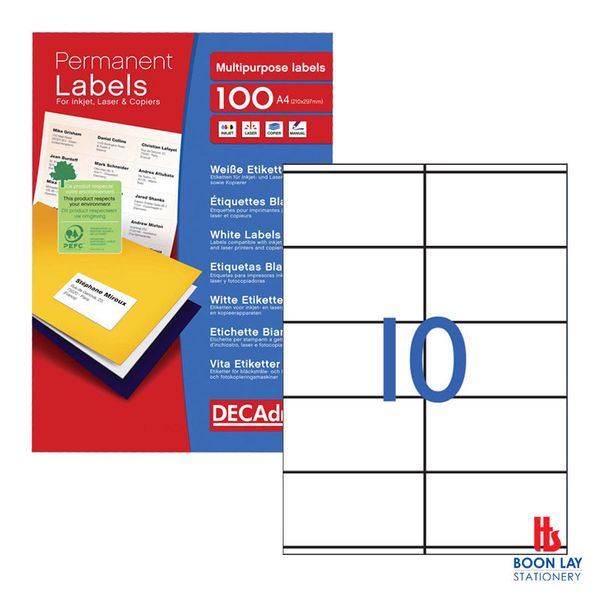 DECADRY White Labels 105x57mm - Box of 100's (DLW1795)
