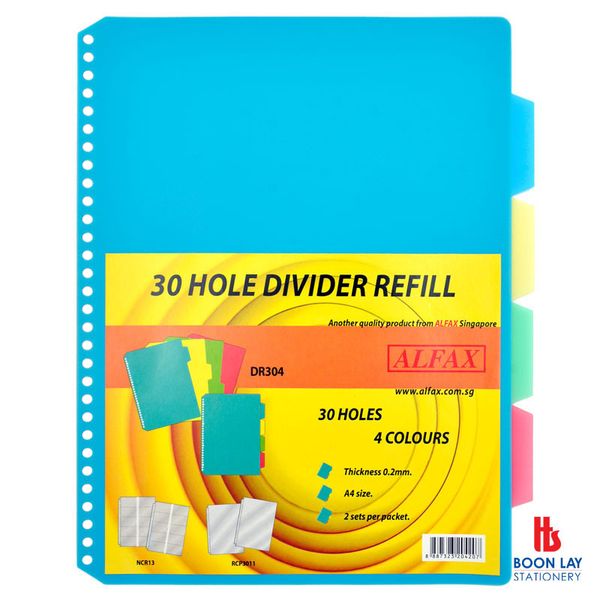 ALFAX 30-Hole Divider Refill A4 - 4 Colours (DR304)