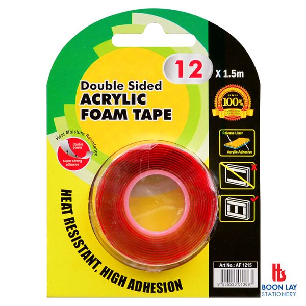 Double Sided Mounting Tape 12mmx1.5m - Clear (AF1215)