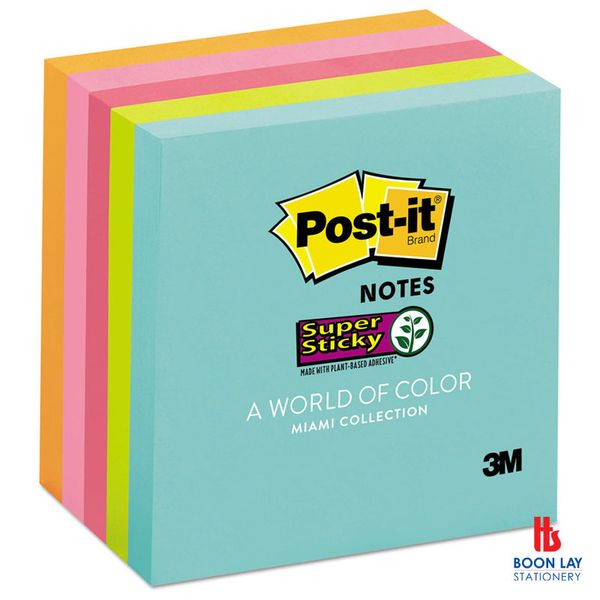 3M Post-it Notes Super Sticky Miami Colour 3"x3" - Pack of 5's (6545SSMIA)