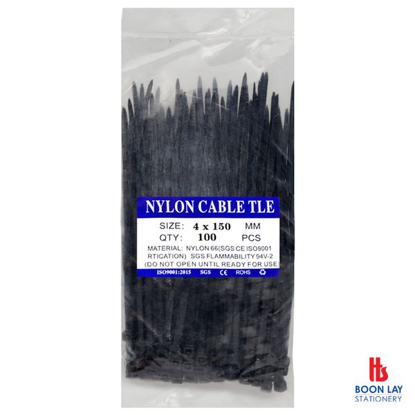 Nylon Cable Tie 4x150mm 6" - Black (Pack of 100's)