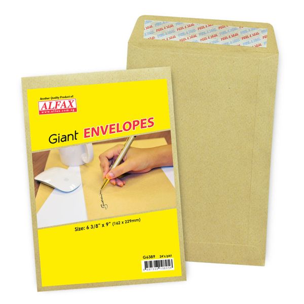ALFAX Giant Peel & Seal Envelope 6⅜x9" - Pack of 24's
