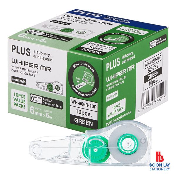 PLUS Whiper MR Correction Tape Refill 6mm - Box of 10's (WH606R-10P) 52572