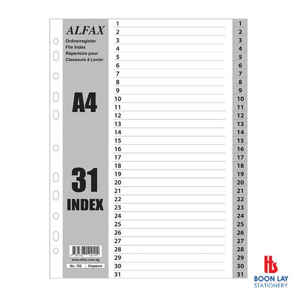ALFAX PP Grey Divider 1-31 A4 (102)