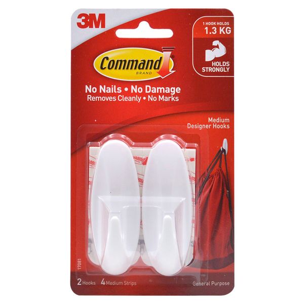 3M Command Designer Hooks Medium - Pack of 2's (17081)
