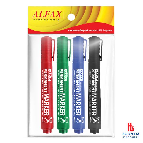 ALFAX Permanent Marker Set - 4 Colours (AL1704)