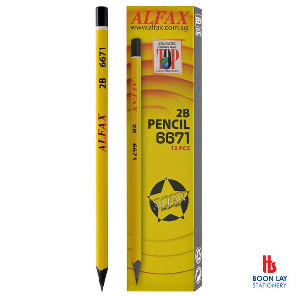 ALFAX Black Wood Triangle Pencil - 2B Box of 12's (6671)