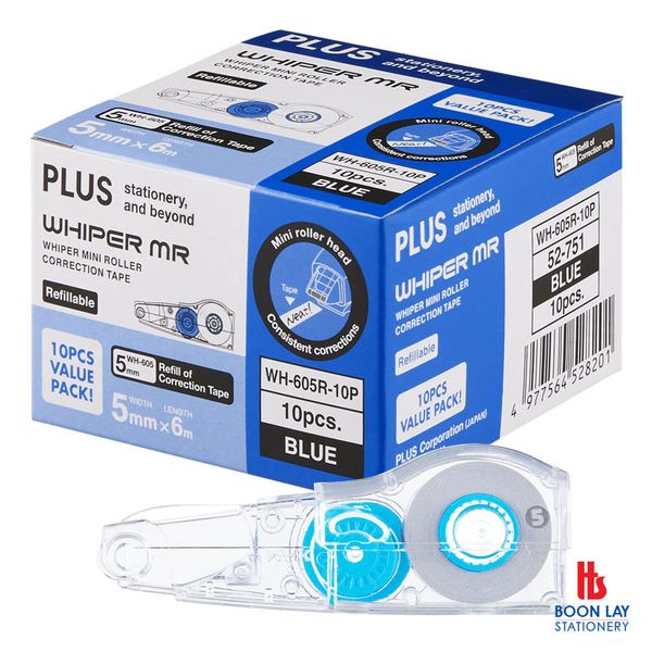 PLUS Whiper MR Correction Tape Refill 5mm - Box of 10's (WH605R-10P ) 52751