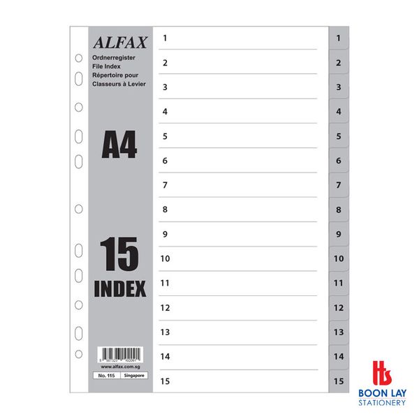 ALFAX PP Grey Divider 1-15 A4 (115)