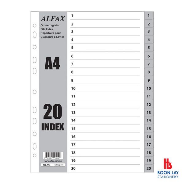 ALFAX PP Grey Divider 1-20 A4 (113)