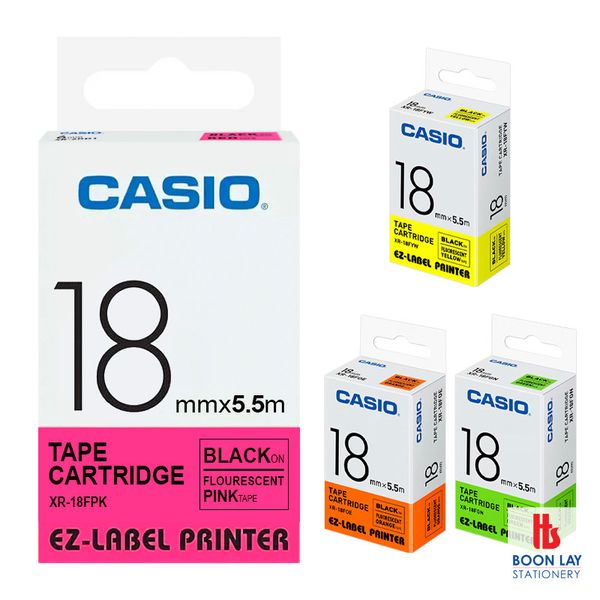 CASIO Ez-Label Printer Tape Cartridge 18mm - Flourescent Colours (XR18F)