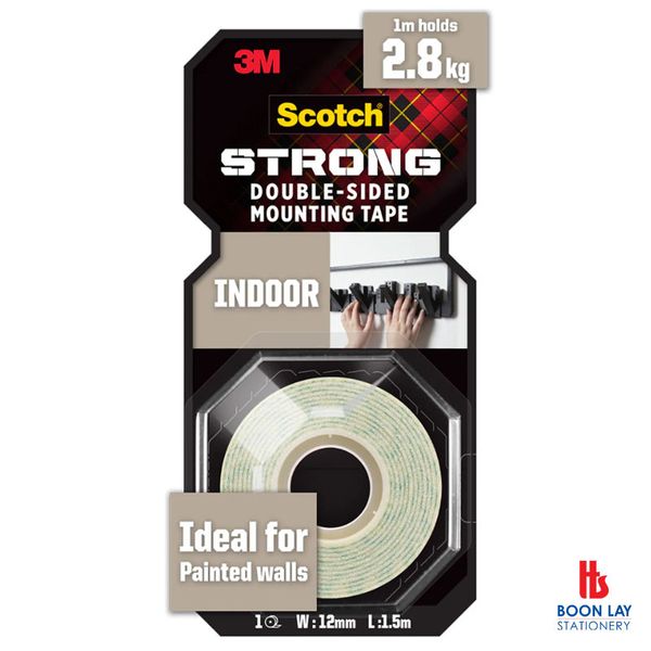3M Scotch Indoor Double Sided Mounting Tape 12mmx1.5m (110S12)