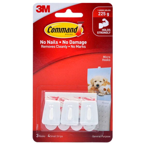 3M Command Utility Micro Hooks - Pack of 3's (17066)