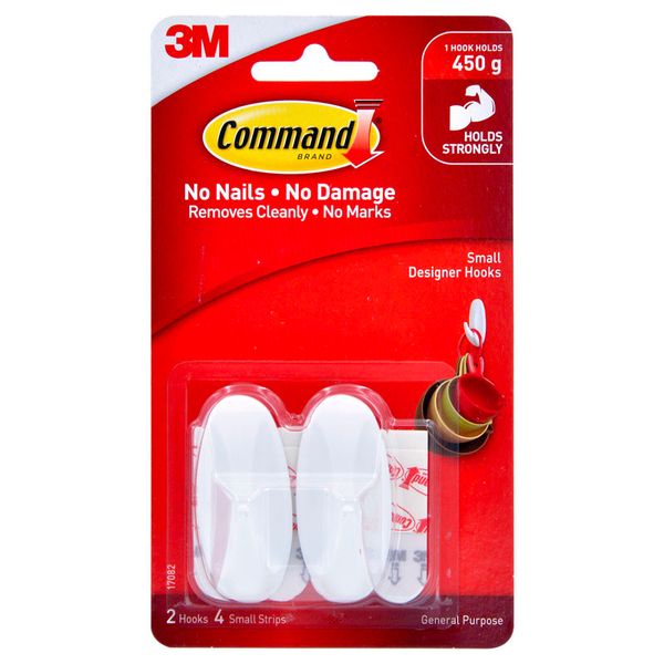 3M Command Designer Hooks Small  - Pack of 2's (17082)