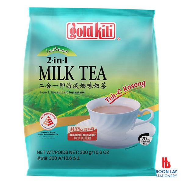 GOLD KILI 2-in-1 Instant Milk Tea - Teh-C Kosong (No Added Cane Sugar) 15g x 20's