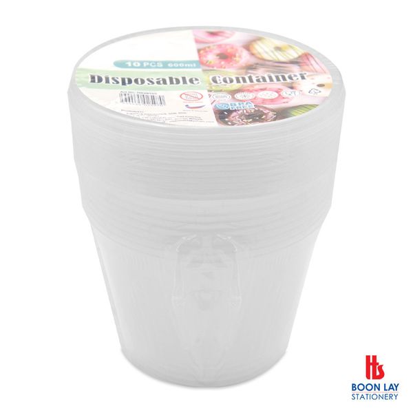 Disposable Food Container Round 600ml - Pack of 10's (NR2010S)
