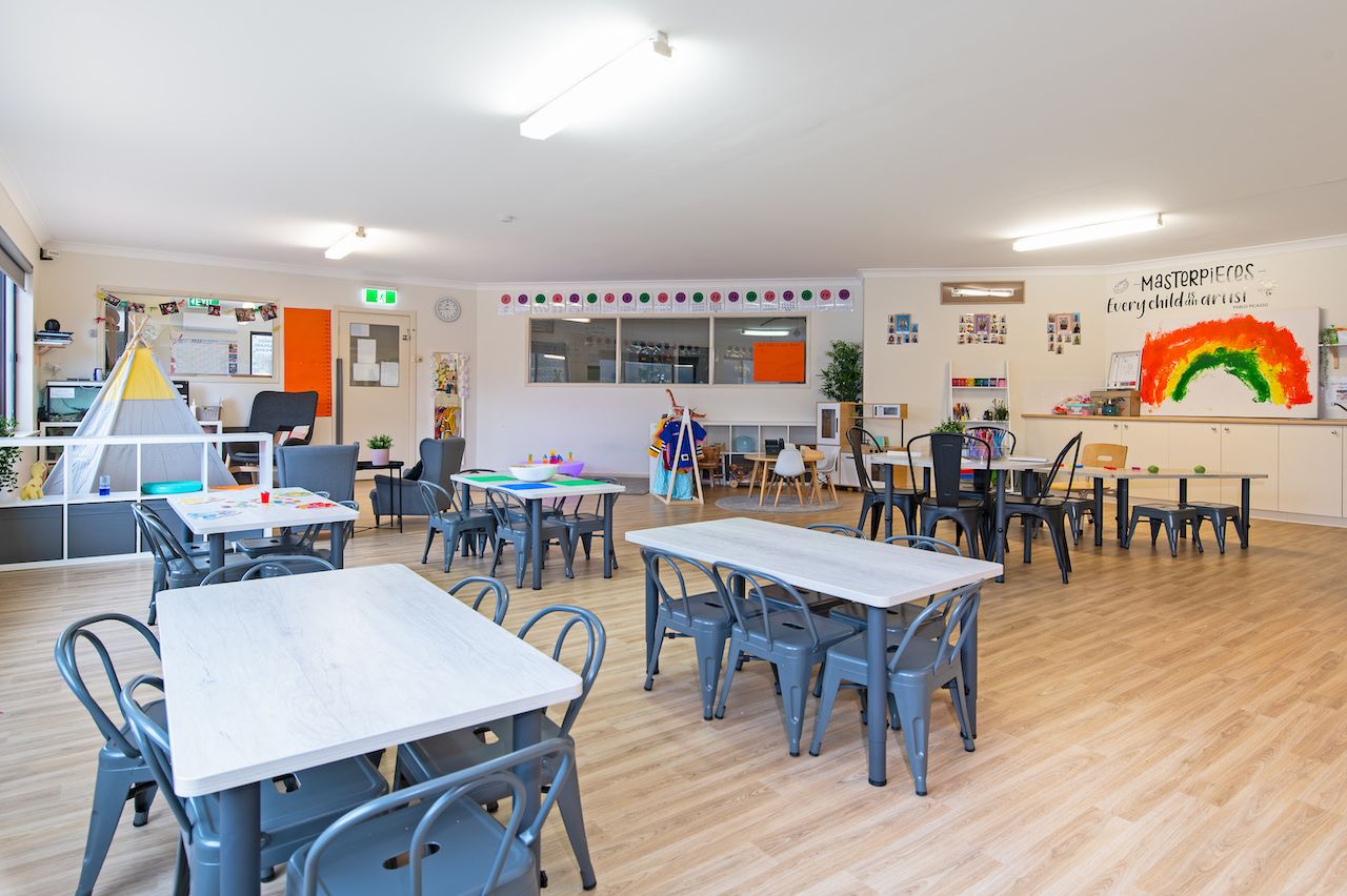 A large open kindergarten classroom
