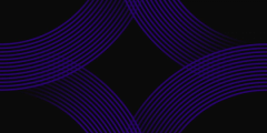 An abstract image of curved purple lines against a black background, forming a diamond in negative space in the middle.