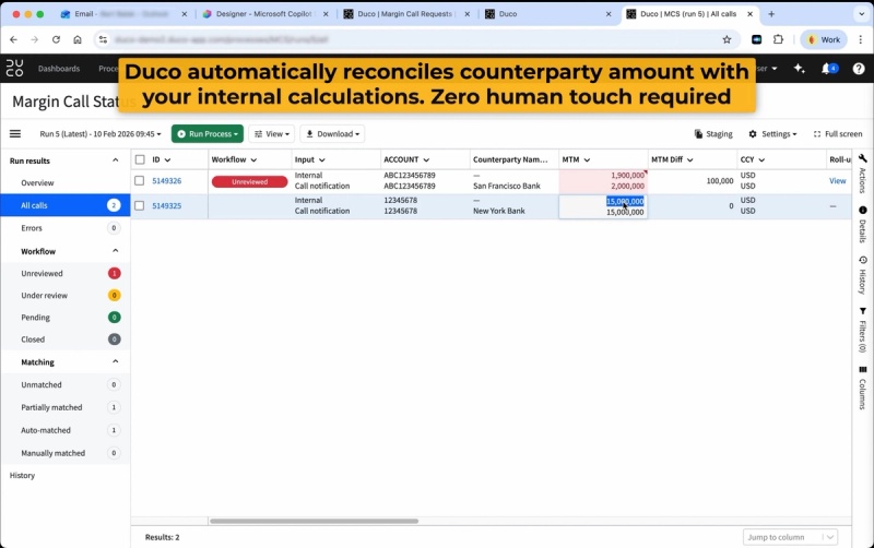 Collateral management for margin calls
