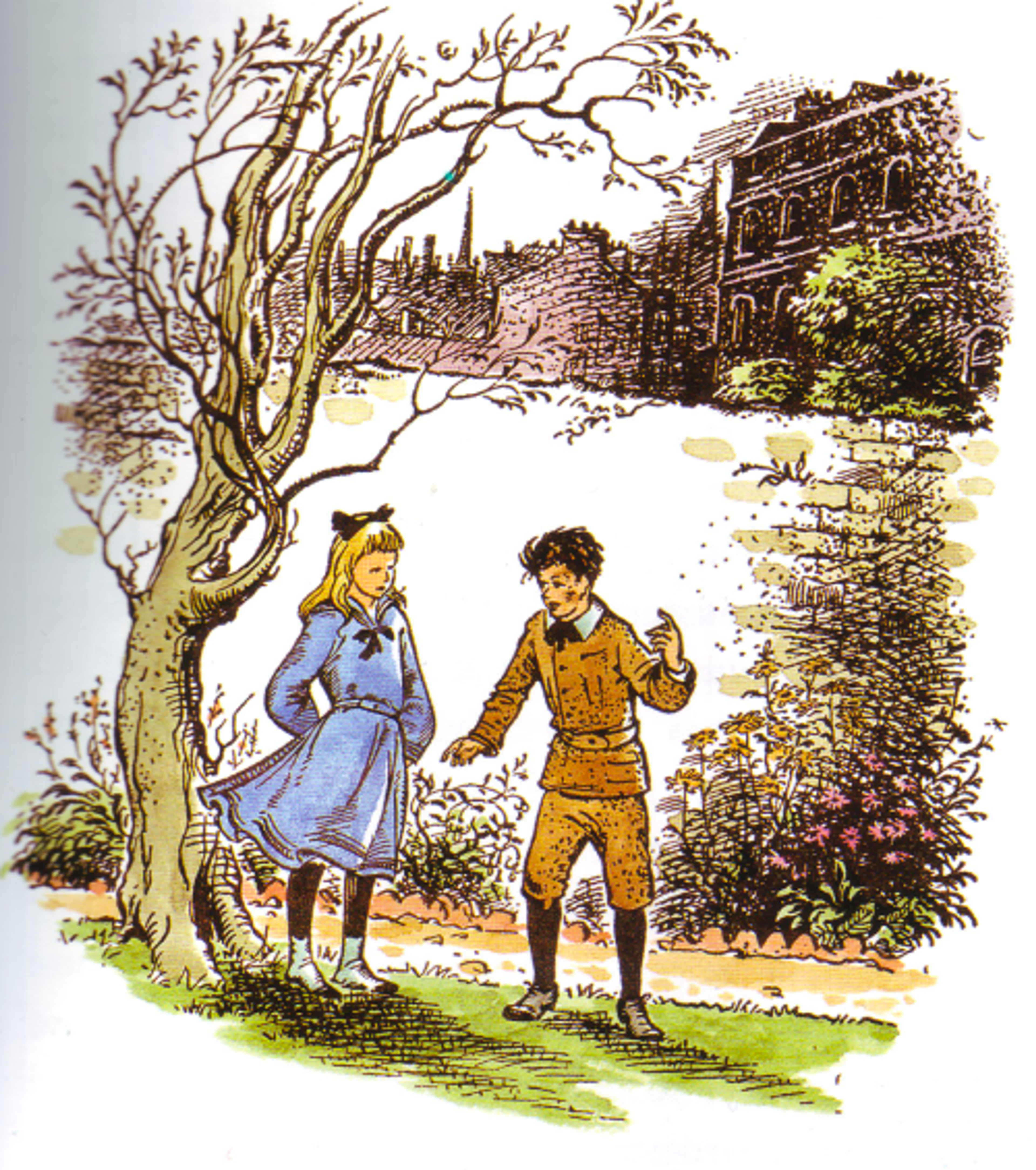 Polly and Digory under a tree