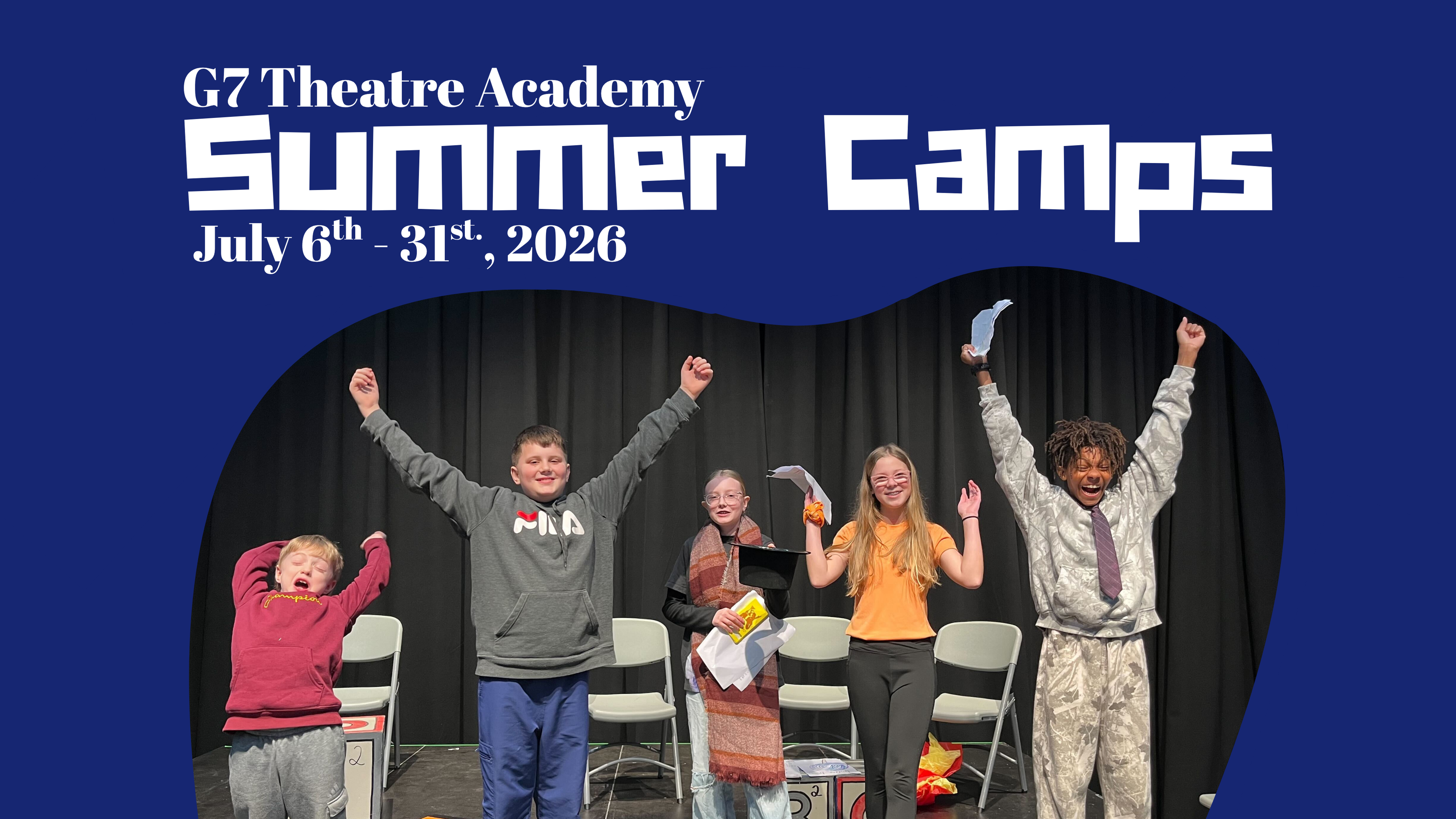 Image of campers with the text summer camps
