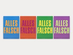 Michael Schirner 'Alles Falsch' 1989 Swiss Poster, Museum für Gestaltung Zürich. High-contrast print with minimalist typography. Designed by Michael Schirner and printed by Spillmann Siebdruck, this original F4 format poster is a seminal work of conceptual German advertising and Swiss graphic history.