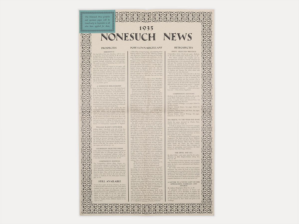 Nonesuch News 1935., [Nonesuch Press]