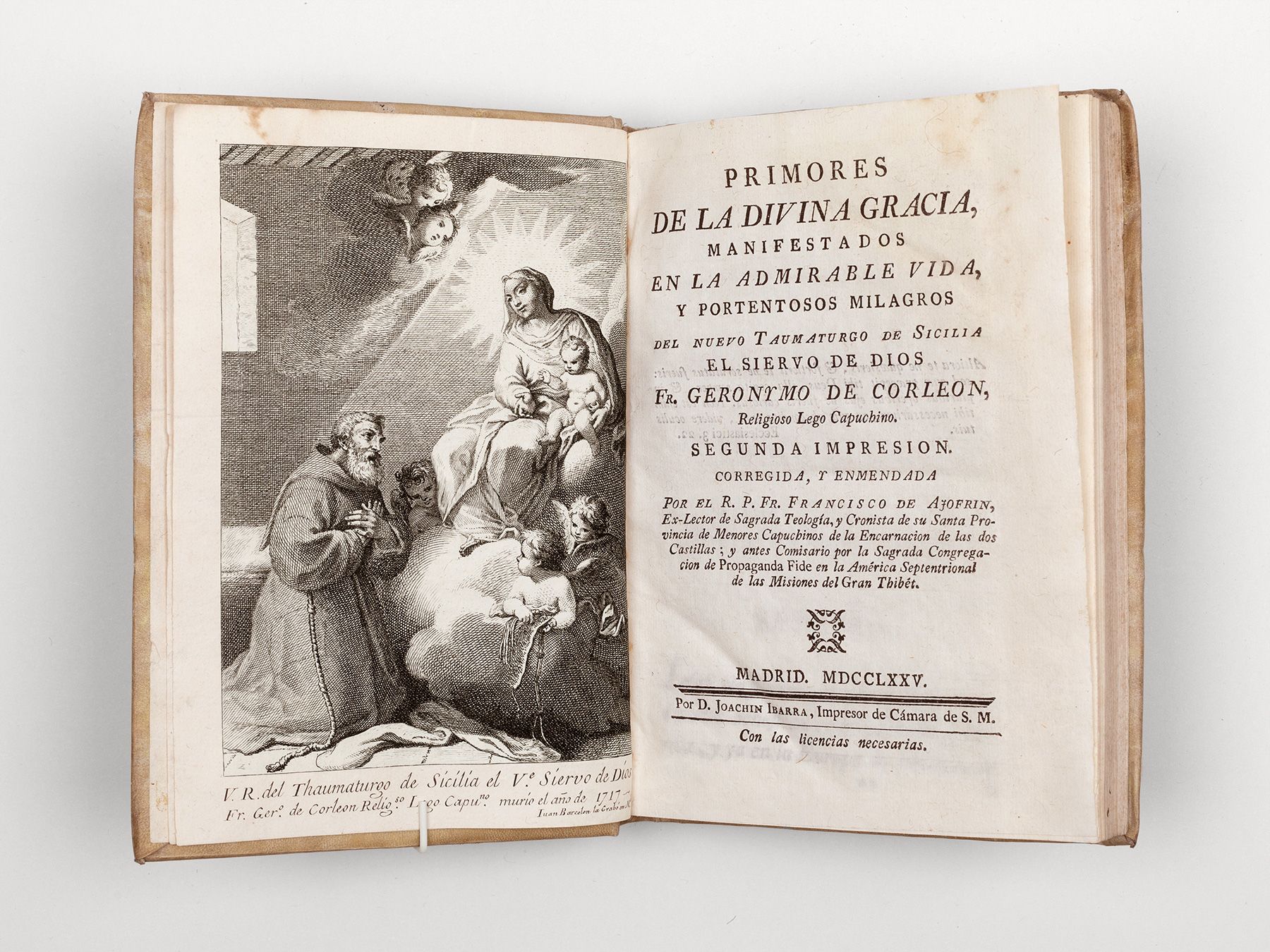 Primores de la Divina Gracia, manifestados en la admirable vida, y portentosos milagros del nuevo taumaturgo de sicilia el siervo de dios Fr. Geronymo de Corleon, religioso lego capuchino., Ajofrín, Francisco de