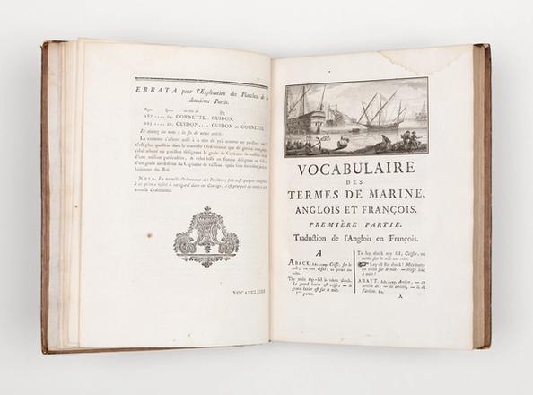Vocabulaire des termes de marine anglois et françois, en deux parties., Lescallier, [Daniel]