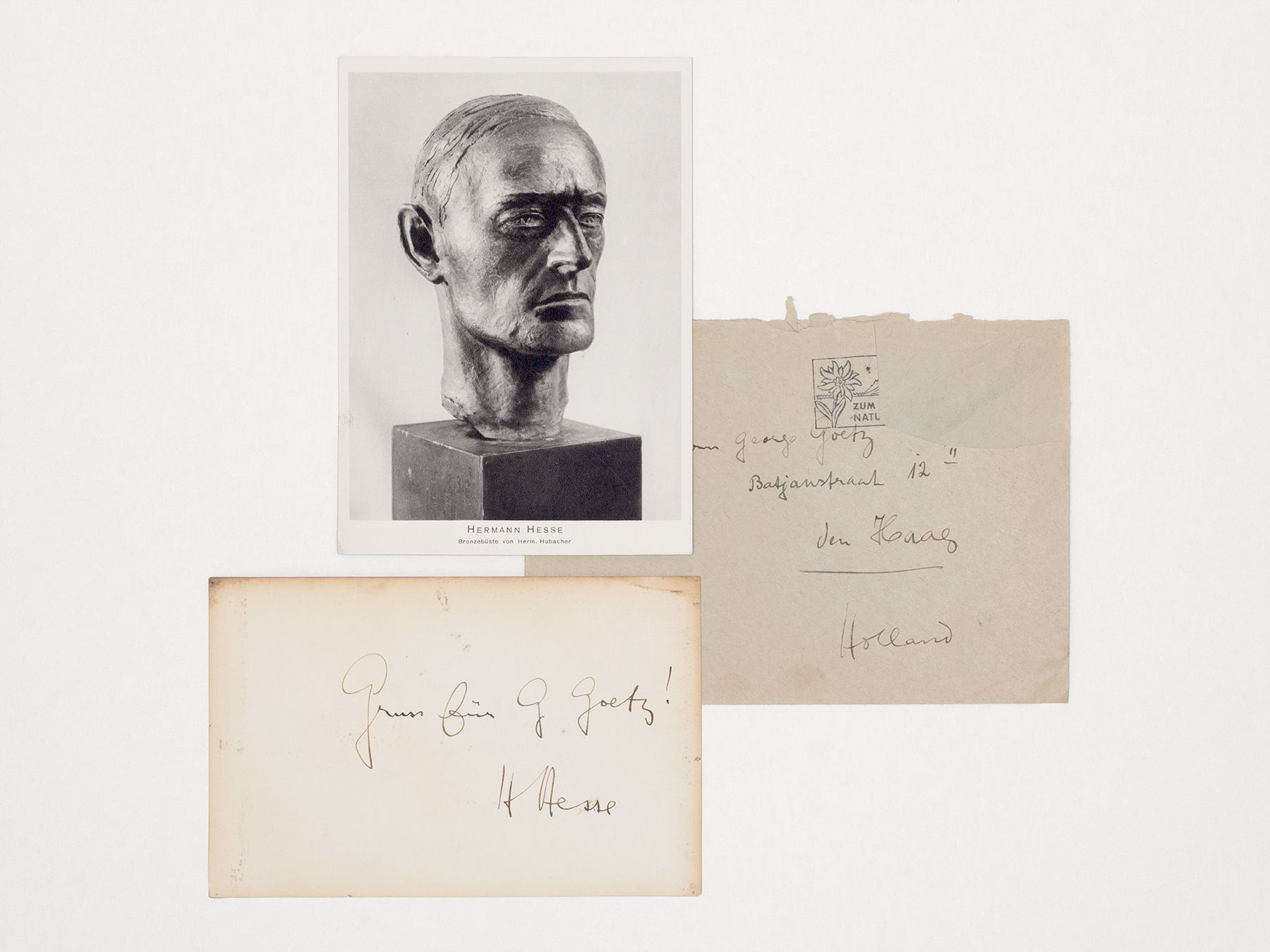 Widmungstext und Unterschrift auf Porträtfotografie., Hesse, Hermann