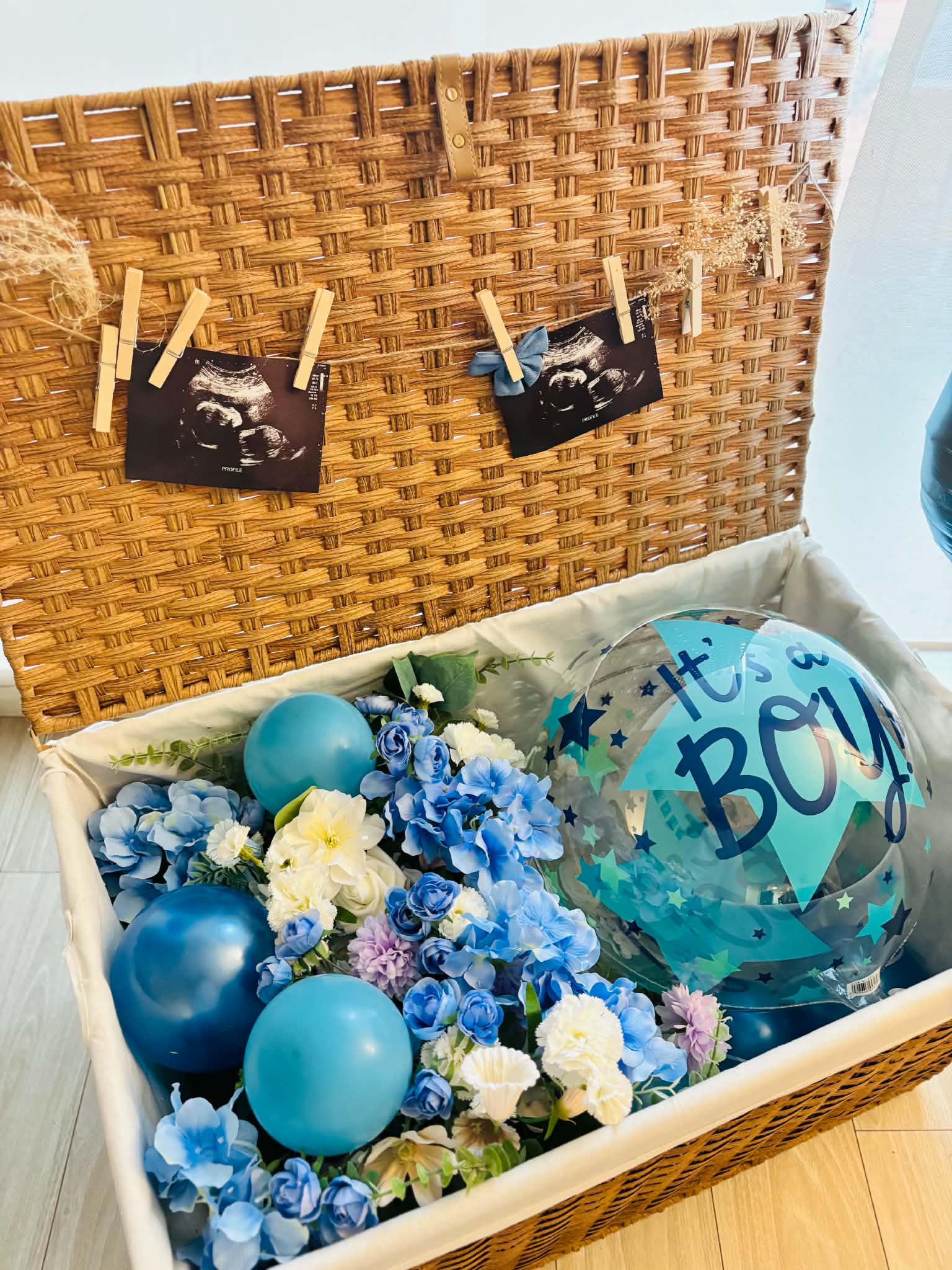 Gender Reveal Custom Rattan Box 