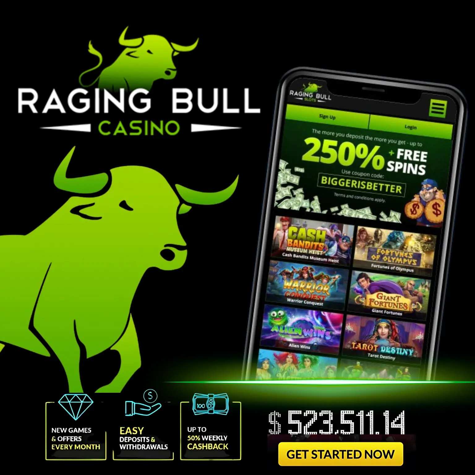 Raging Bull Slots Visa Casino