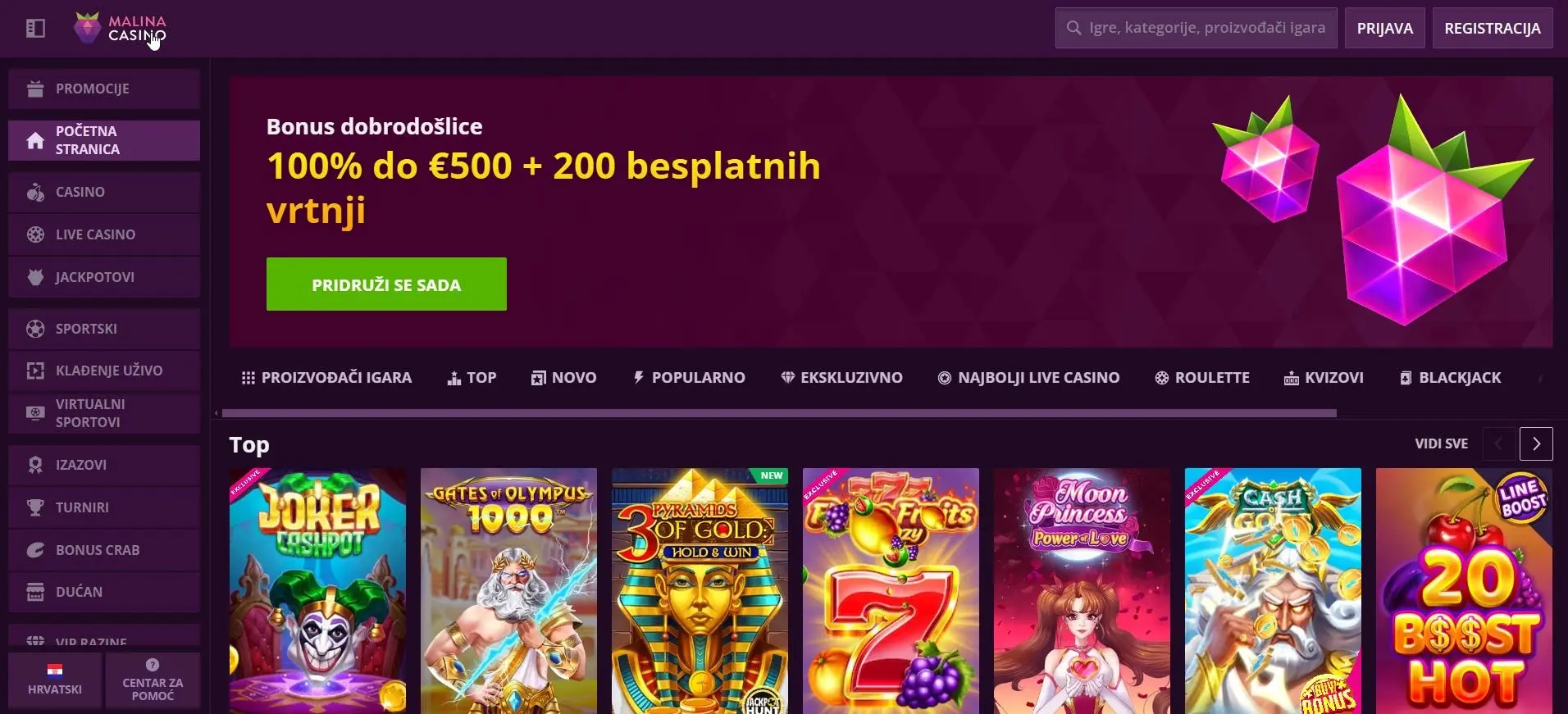 Malina Casino Web