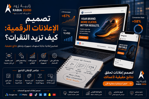 تصميم الإعلانات الرقمية: كيف تزيد النقرات والتحويلات؟ | رابية زود