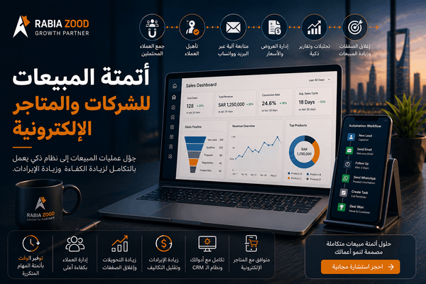 أتمتة المبيعات للشركات والمتاجر الإلكترونية | زيادة المبيعات | رابية زود