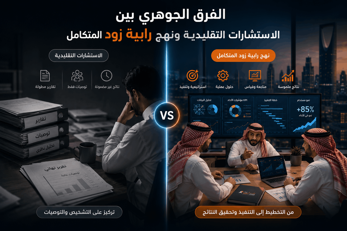 الفرق الجوهري بين الاستشارات التقليدية ونهج رابية زود المتكامل