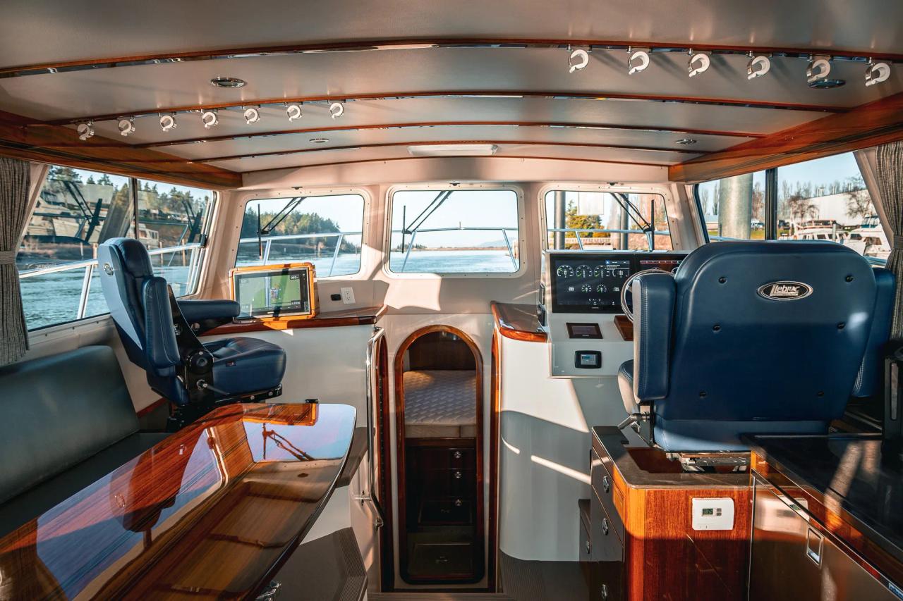 The inside of a Lindell 41 equipped with optional co pilot screen. 