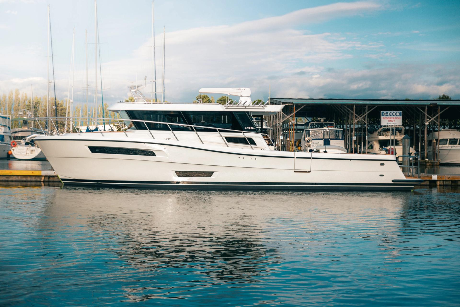 The side profile of 4801 on the water in LaConner Washington