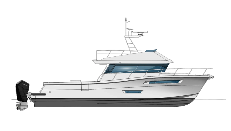 The Lindell 48 Fly side profile