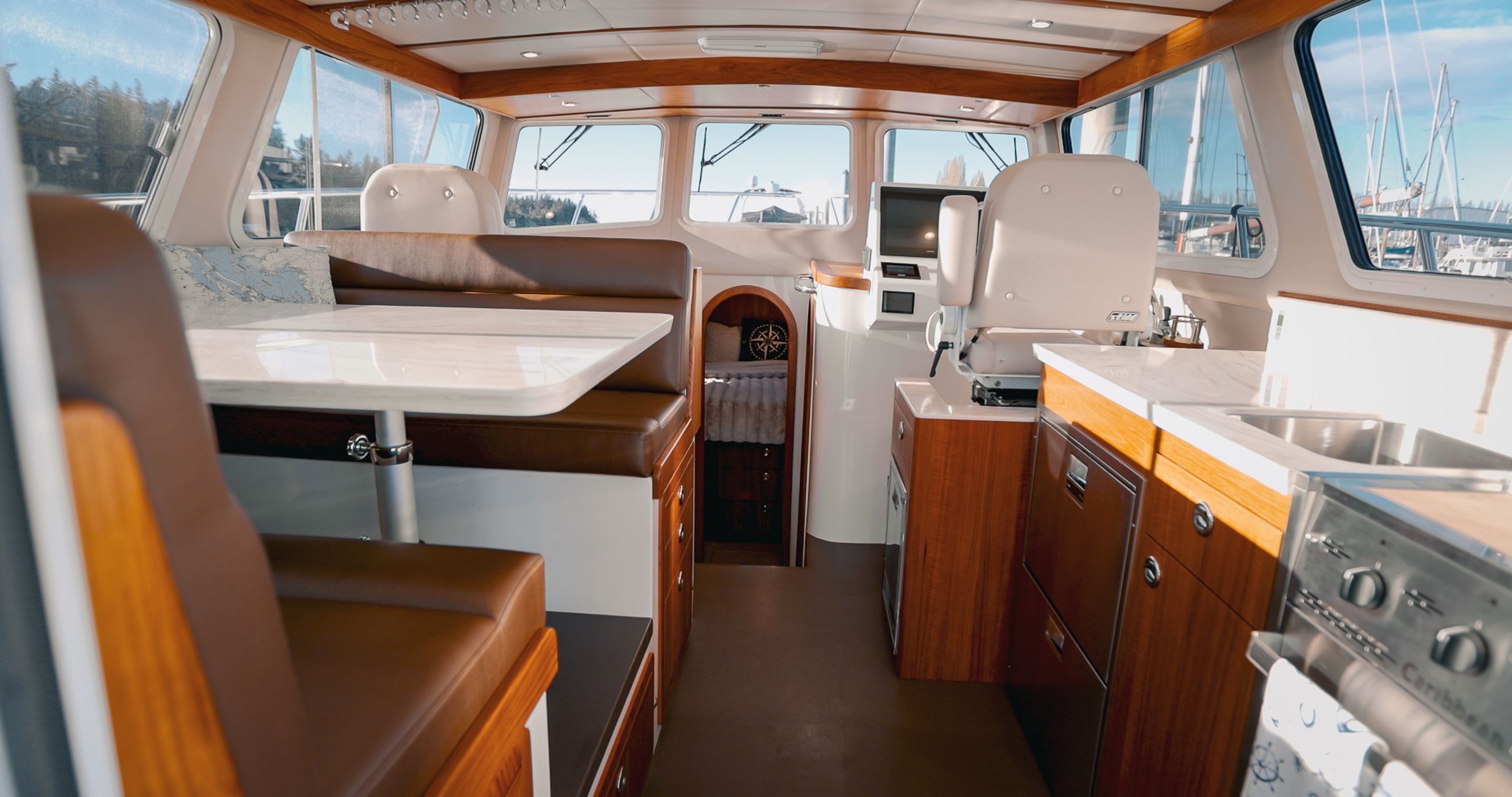 View of the pilothouse on the Lindell 42' 