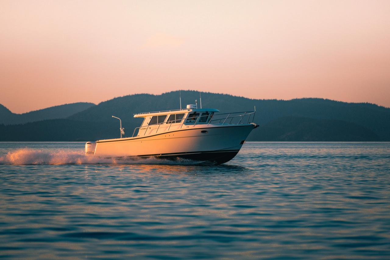 Lindell yachts 38 at sunset near deception pass washington