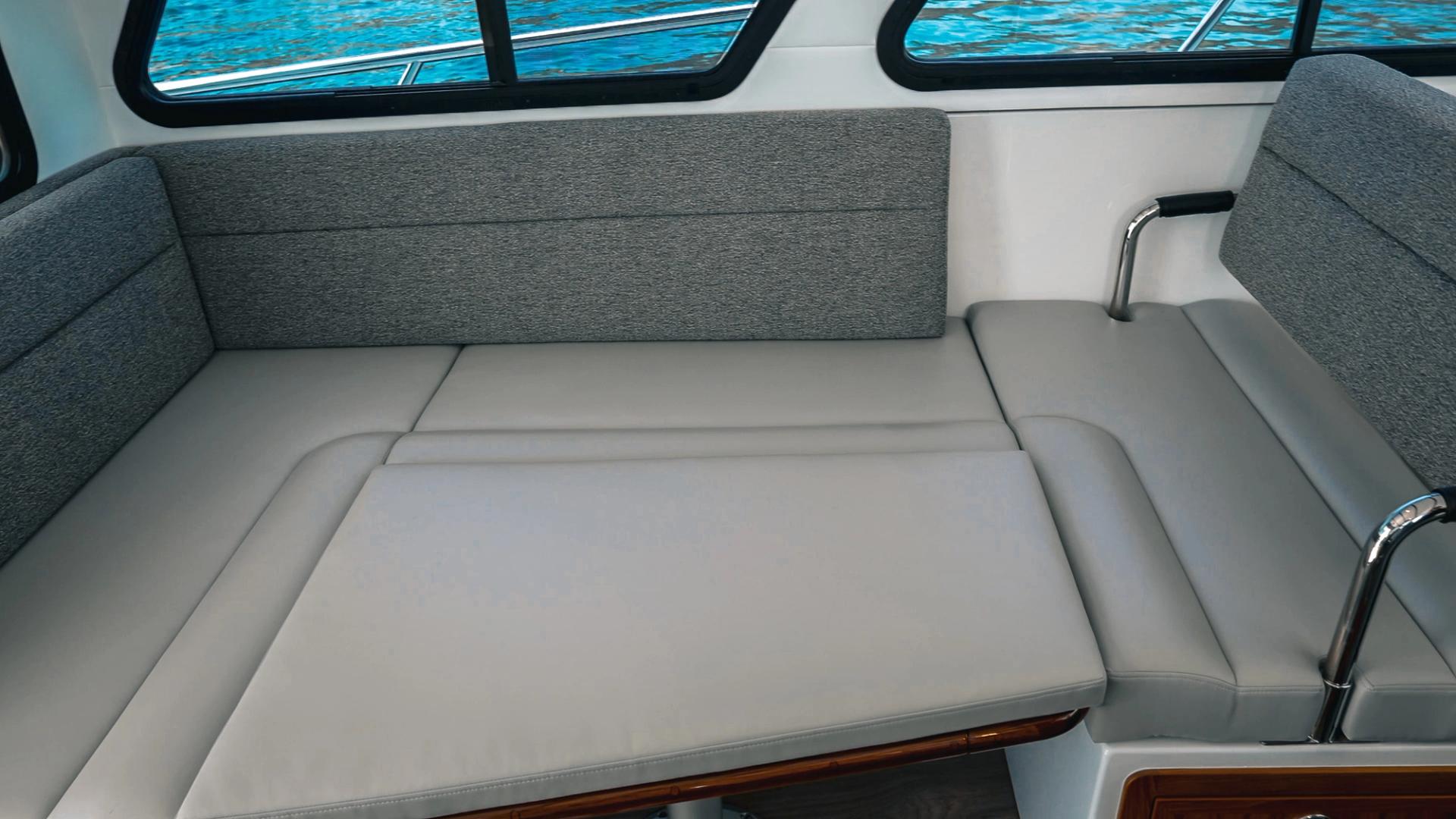 lindell 41 salon convertible table made into a bed for additional sleeping space