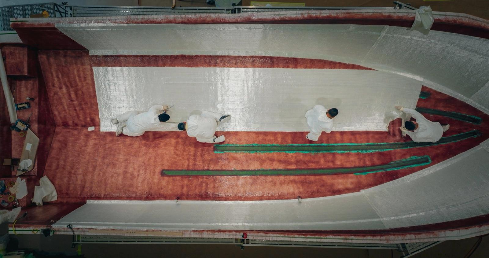 A lindell boat being layed up