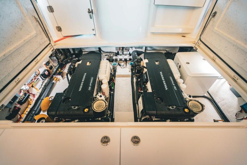 Volvo penta motors installed in a Lindell 46