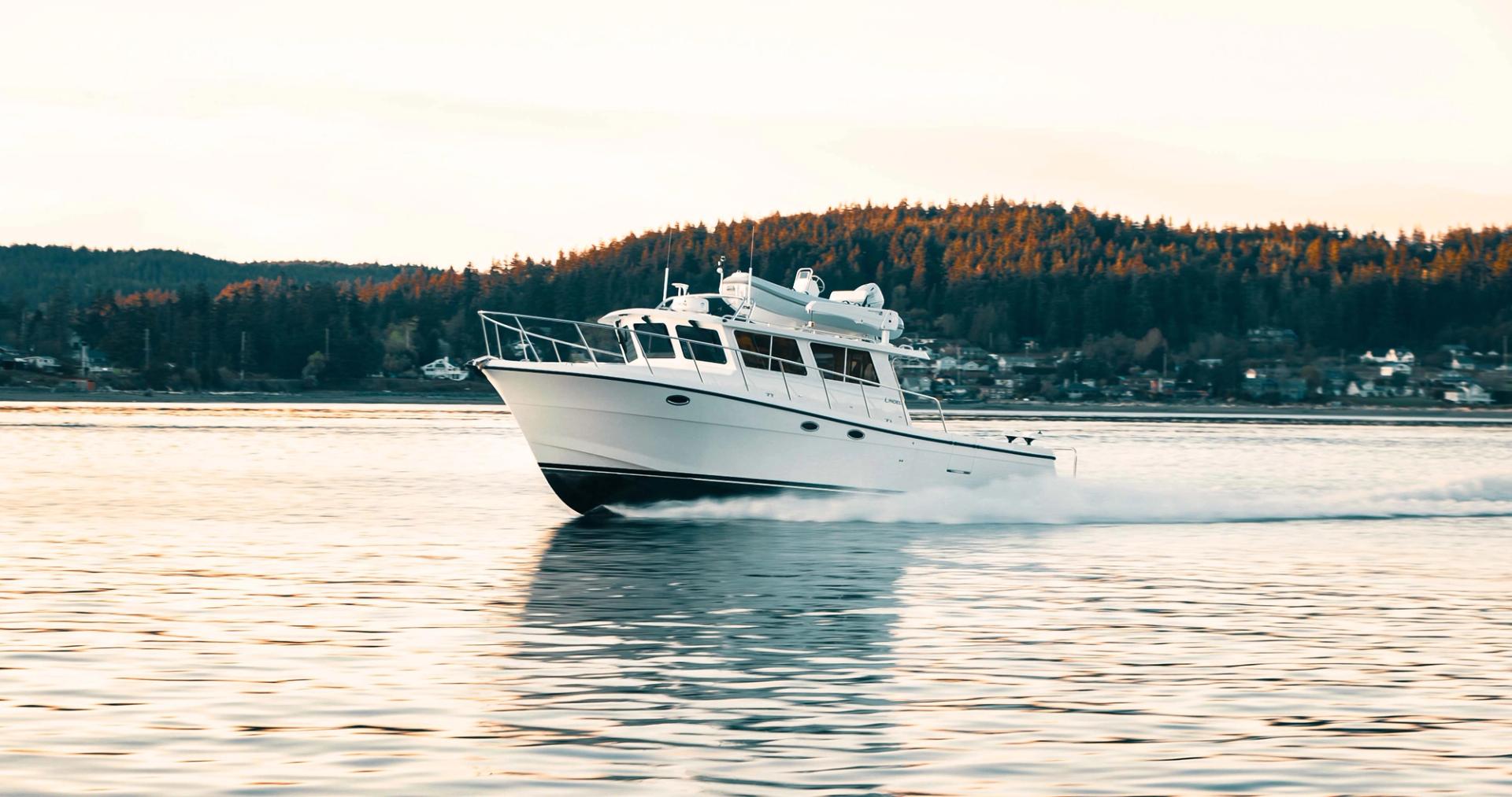 lindell 42 on plane at sunset near La Conner Washington