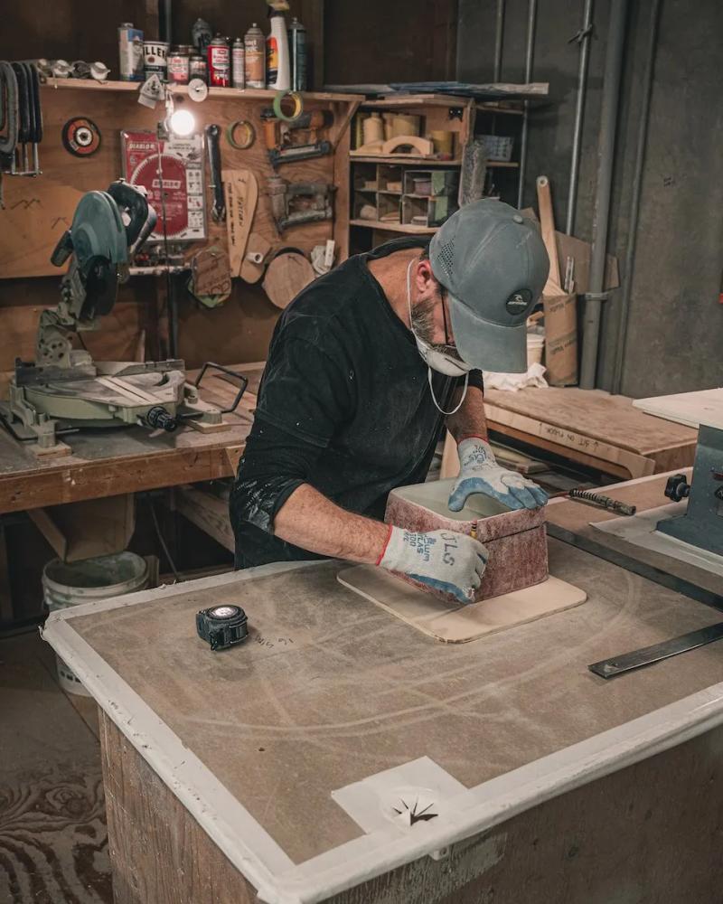 A photo of a custom part being made