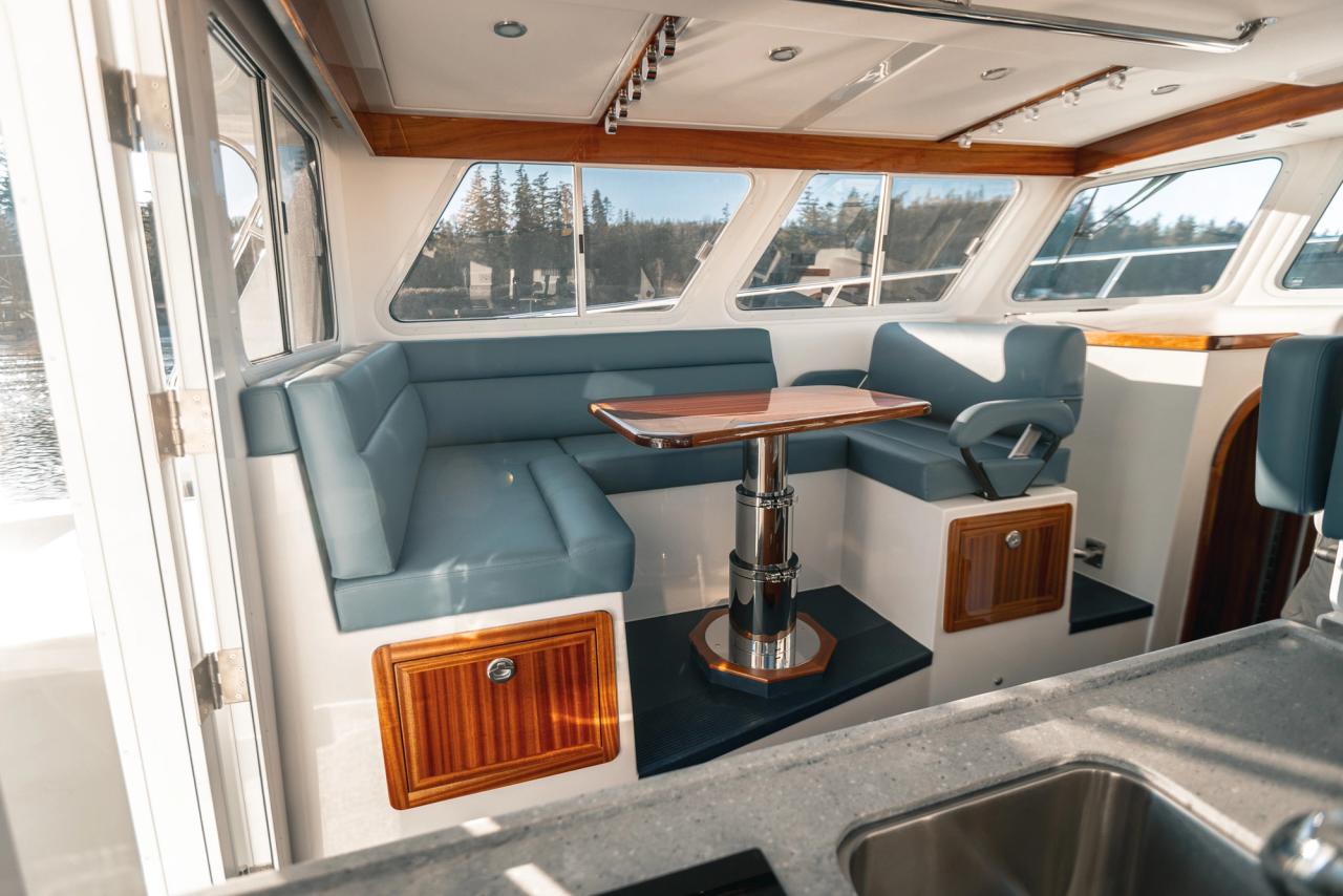 lindell 38 salon viewed from the starboard side