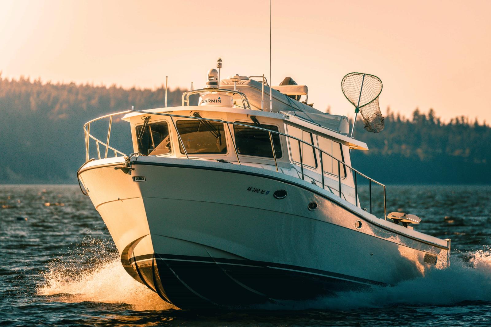 A Lindell 42 cruising across the water