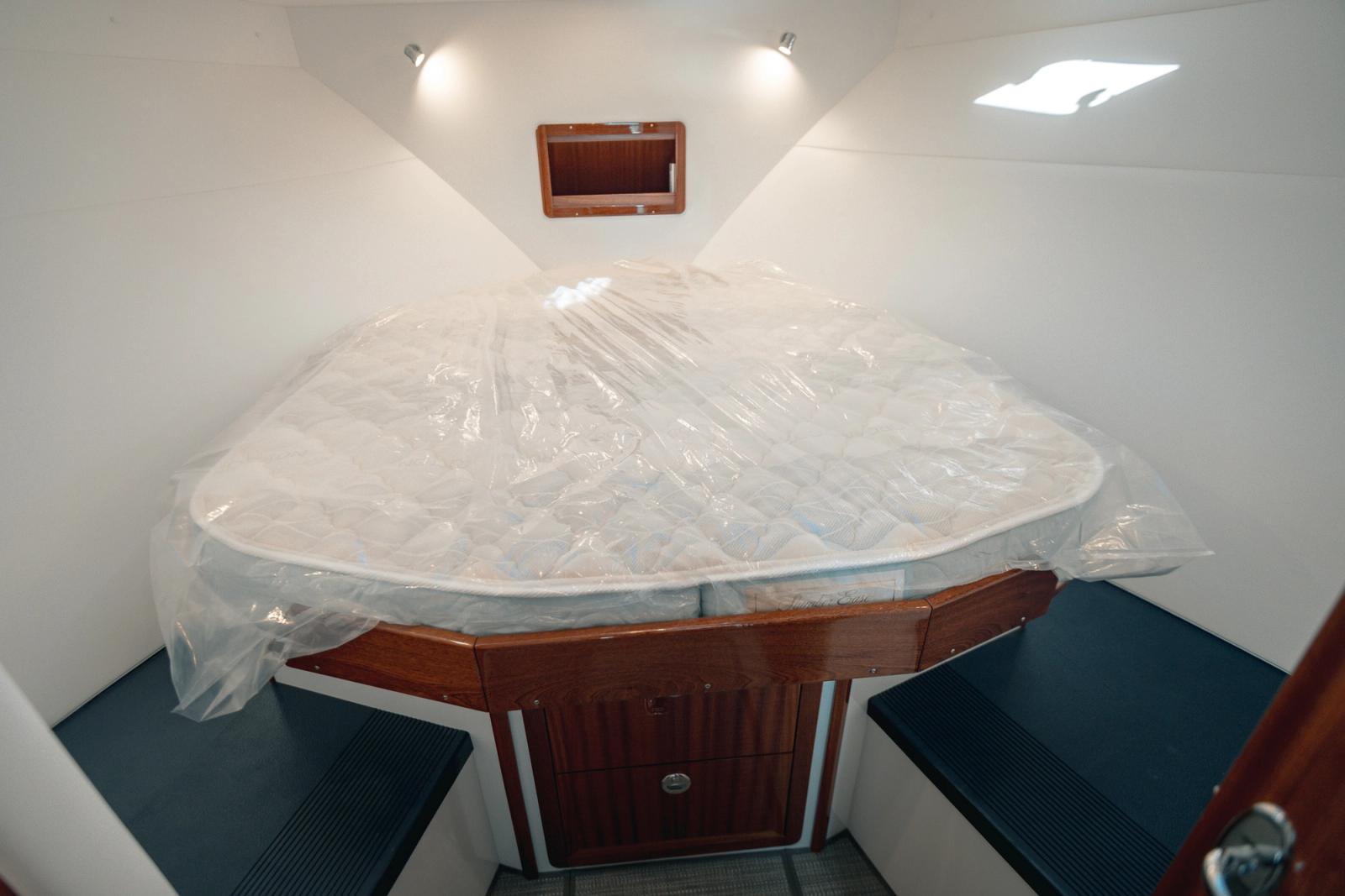 The queen bow berth of the Lindell 38' 