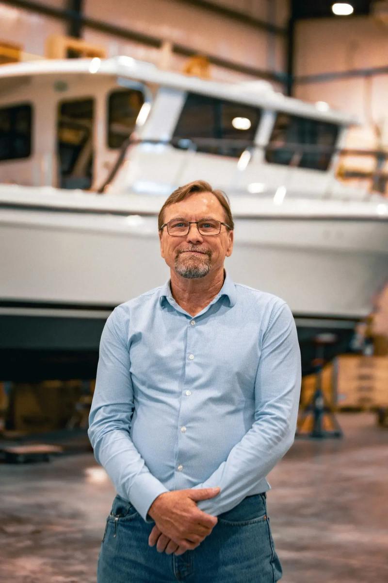 A Profile Photo of Rob Anderson, The Vice President of operations at Lindell Yachts